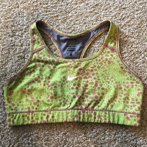 Lime green and hot pink Nike sports bra